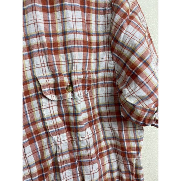 ALESBURY Linen Blend Short sleeve button up Shirt Men Size Large Pockets Western - Picture 12 of 12